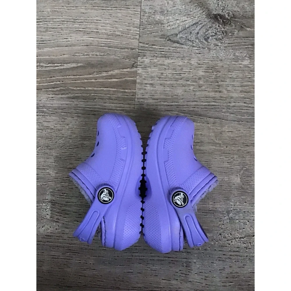 Crocs Unisex Kid's Size C4 Classic Lined Clog Lilac - US Kid's Slip On Shoes